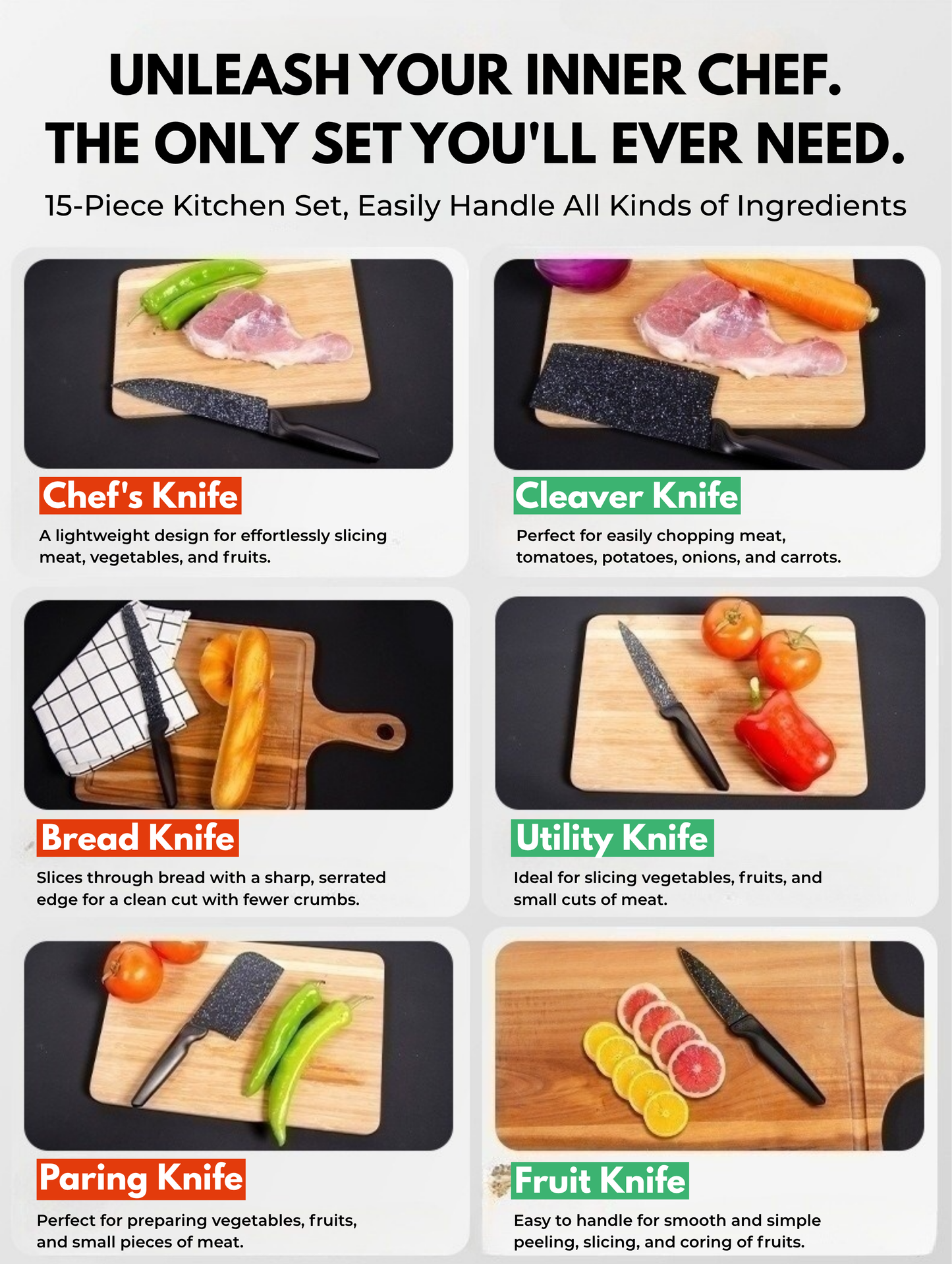 The Meteorite Series – 17 Piece Chef’s Professional Knife Set